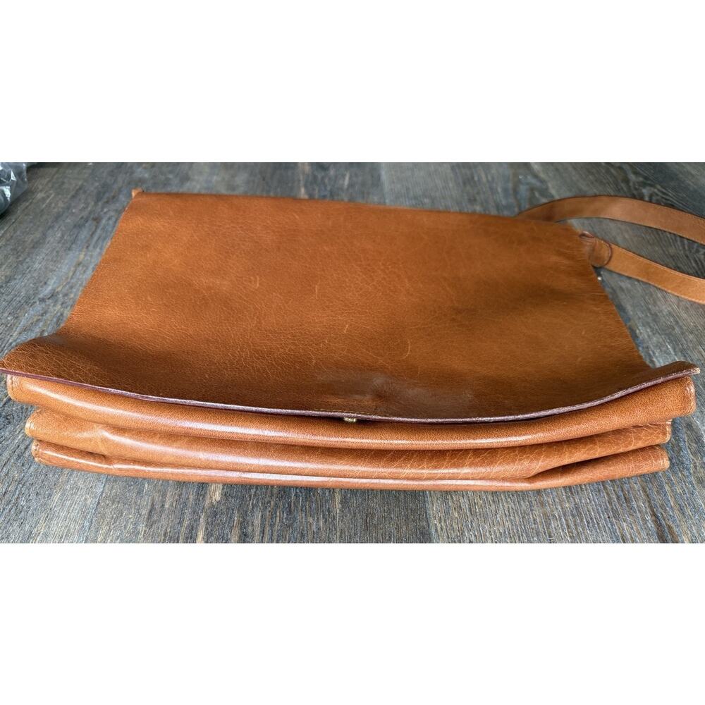 Handmade Brown Leather Messenger Bag Expandable Laptop Briefcase Minimalist Bag - Picture 6 of 9